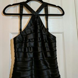 Black BCBG cocktail dress semi halter top